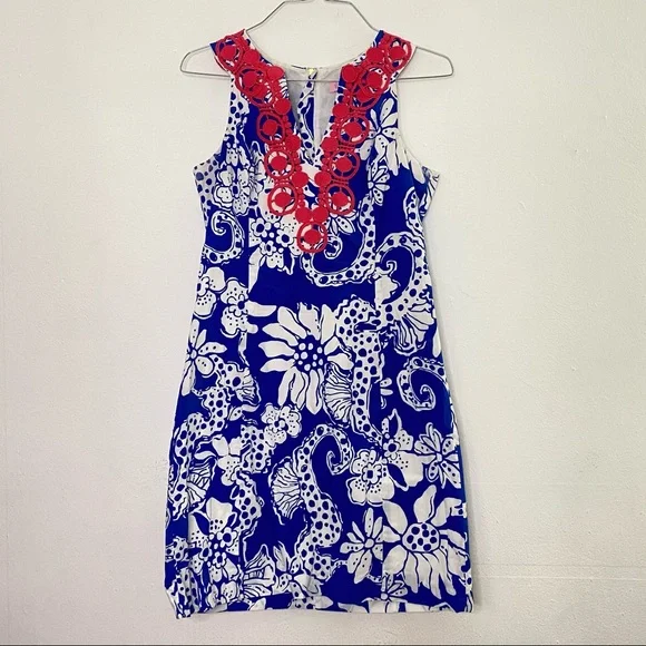 Lily Pulitzer Floral Blue and Red Sleeveless Dress - Picture 2 of 11